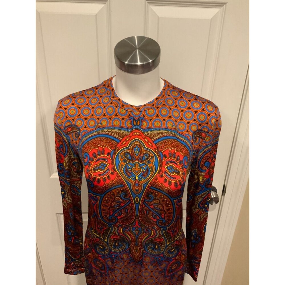 Givenchy Red Paisley Long Sleeve Wiggle Dress, Size 8 | 40 EU - Picture 2 of 6